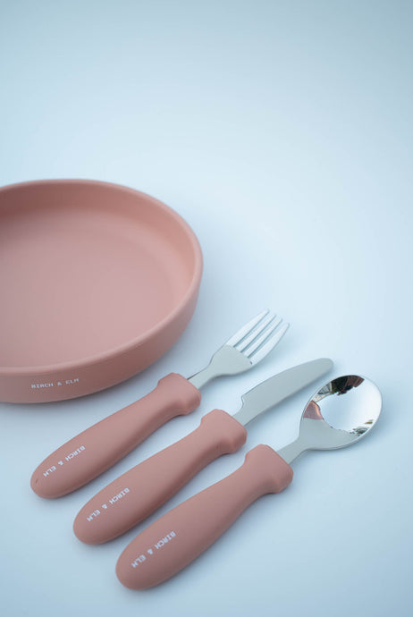Silicone Suction Plate + Cutlery Set