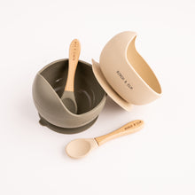Load image into Gallery viewer, Silicone Suction Bowl with Wooden Spoon