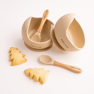 Silicone Suction Bowl with Wooden Spoon