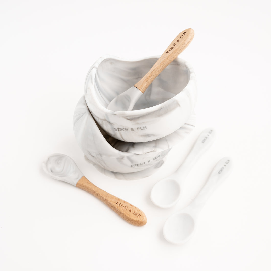 Silicone Suction Bowl with Wooden Spoon