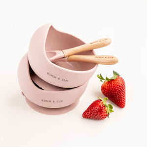 Silicone Suction Bowl with Wooden Spoon