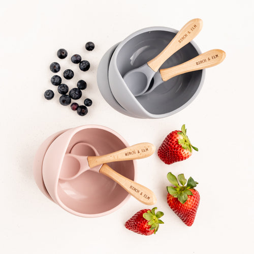 Silicone Suction Bowl with Wooden Spoon
