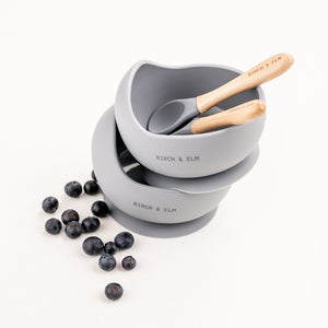 Silicone Suction Bowl with Wooden Spoon