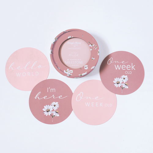 Snuggle Hunny Kids Daisy & Musk Pink Reversible Milestone Cards