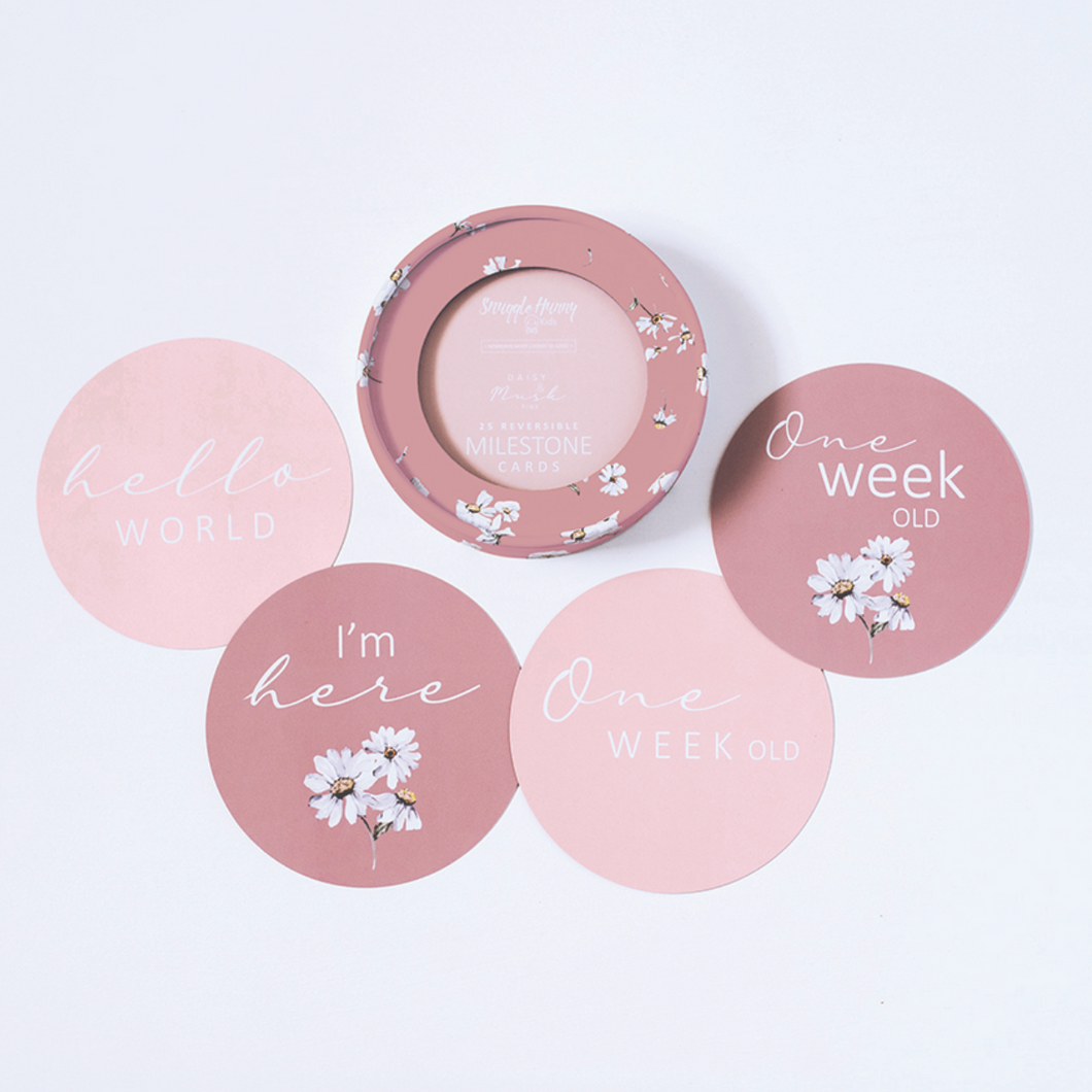 Snuggle Hunny Kids Daisy & Musk Pink Reversible Milestone Cards