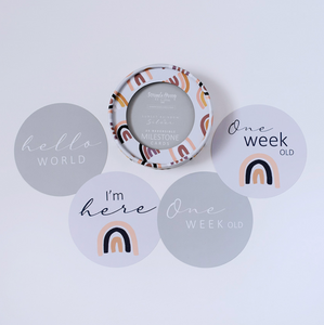 Snuggle Hunny Kids Sunset Rainbow & Silver Reversible Milestone Cards