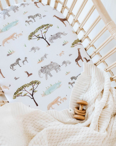 Snuggle Hunny Kids Safari Bassinet and Moses Basket Fitted Sheet / Change Pad Cover