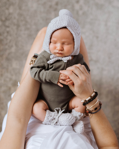 Snuggle Hunny Kids Grey Merino Wool Bonnet & Booties