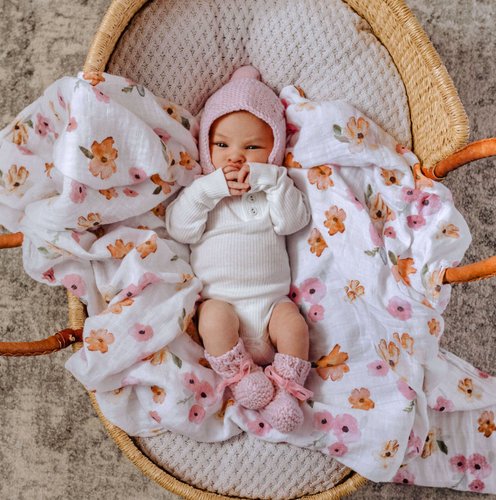 Snuggle Hunny Kids Pink Merino Wool Bonnet & Booties